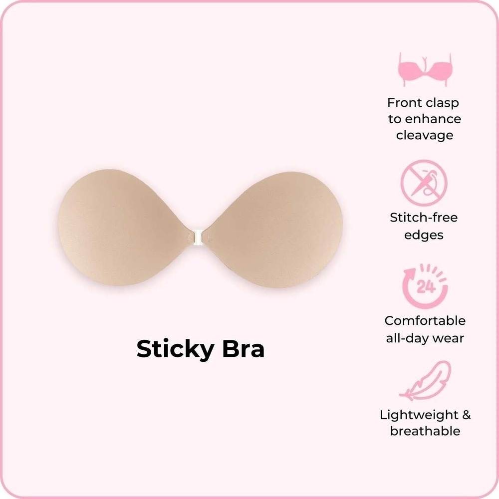 BOOMBA Sticky Bra Beige Size D Strapless Adhesive Silicone NEW - Picture 6 of 6